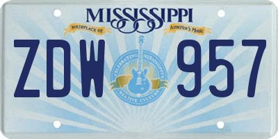 MS license plate ZDW957