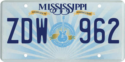 MS license plate ZDW962