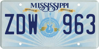 MS license plate ZDW963