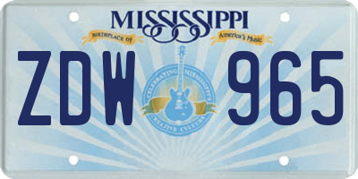 MS license plate ZDW965