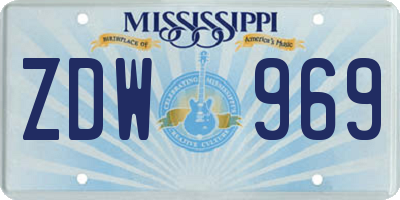 MS license plate ZDW969
