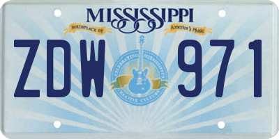 MS license plate ZDW971