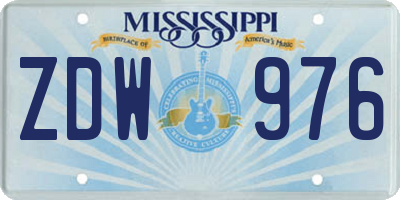 MS license plate ZDW976