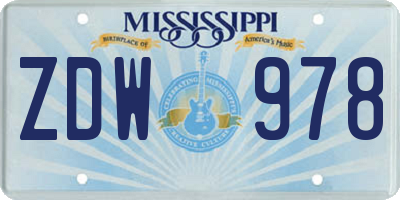MS license plate ZDW978