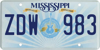 MS license plate ZDW983