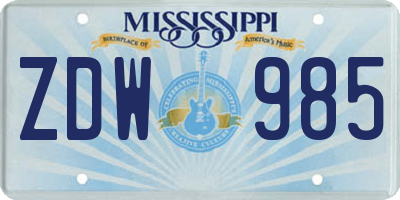 MS license plate ZDW985