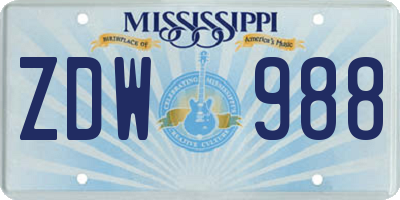 MS license plate ZDW988