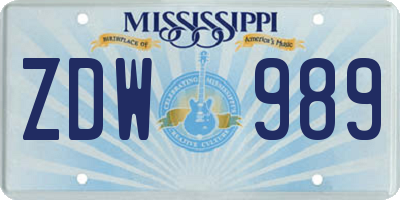 MS license plate ZDW989