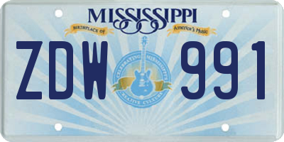 MS license plate ZDW991