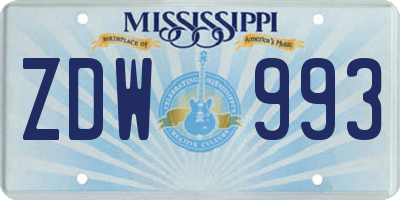 MS license plate ZDW993