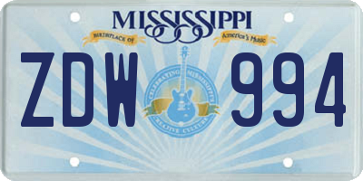 MS license plate ZDW994