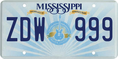 MS license plate ZDW999