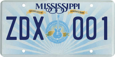MS license plate ZDX001