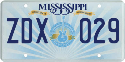 MS license plate ZDX029