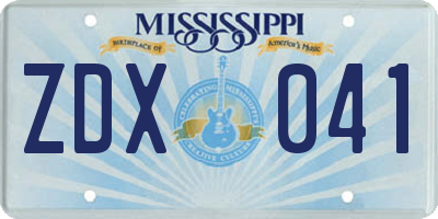 MS license plate ZDX041