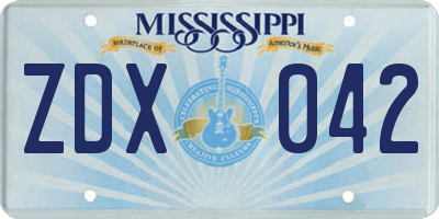 MS license plate ZDX042