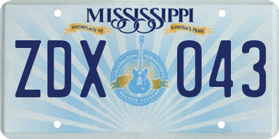 MS license plate ZDX043