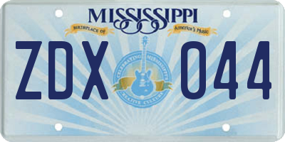 MS license plate ZDX044