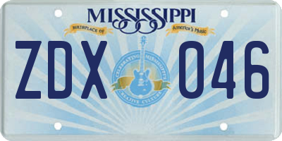 MS license plate ZDX046