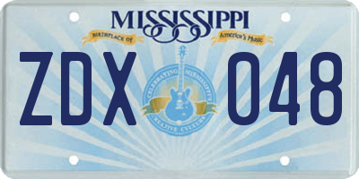 MS license plate ZDX048