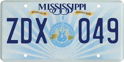 MS license plate ZDX049