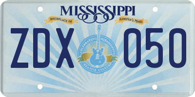 MS license plate ZDX050
