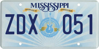 MS license plate ZDX051