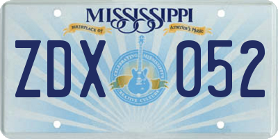 MS license plate ZDX052