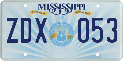 MS license plate ZDX053