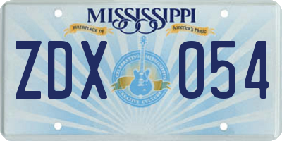 MS license plate ZDX054