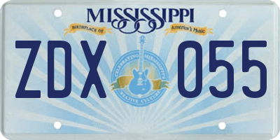 MS license plate ZDX055