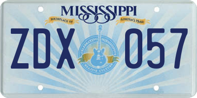 MS license plate ZDX057