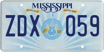 MS license plate ZDX059