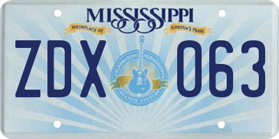 MS license plate ZDX063