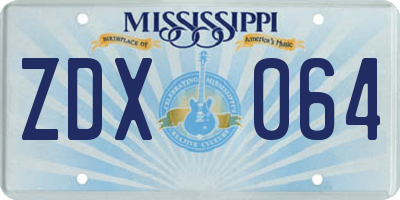 MS license plate ZDX064
