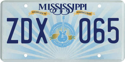 MS license plate ZDX065