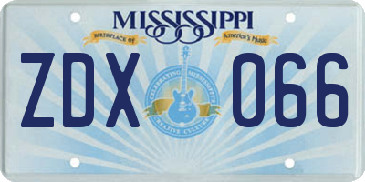 MS license plate ZDX066