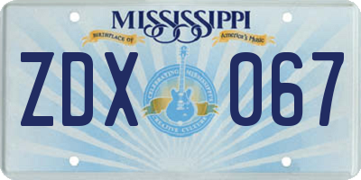 MS license plate ZDX067