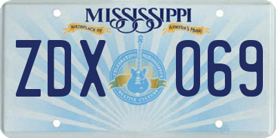 MS license plate ZDX069