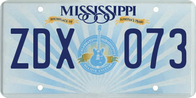MS license plate ZDX073