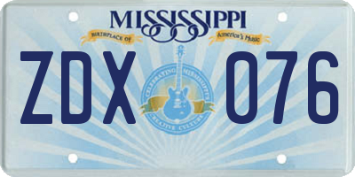 MS license plate ZDX076