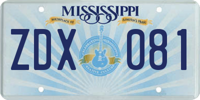 MS license plate ZDX081