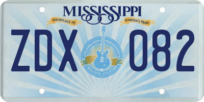MS license plate ZDX082
