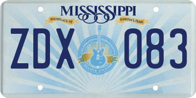 MS license plate ZDX083