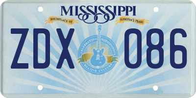 MS license plate ZDX086