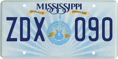 MS license plate ZDX090