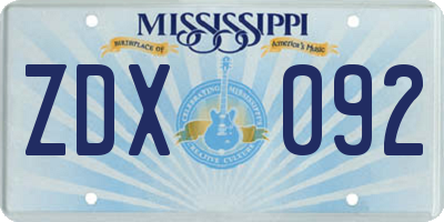 MS license plate ZDX092