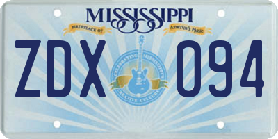 MS license plate ZDX094