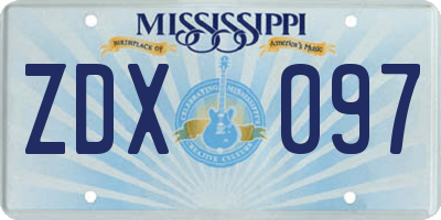 MS license plate ZDX097
