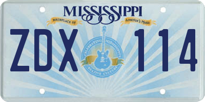 MS license plate ZDX114